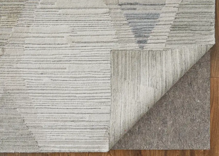 Ivory and Blue Geometric Hand Woven Area Rug Photo 6
