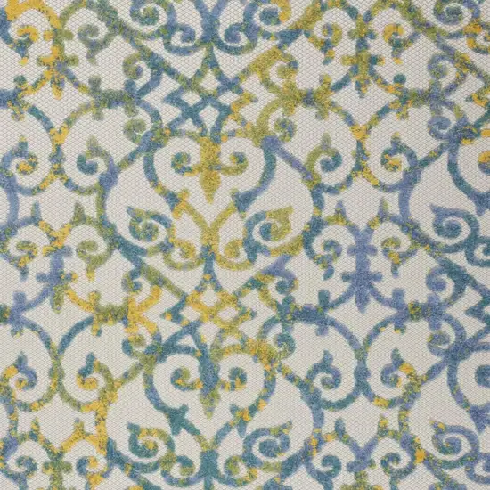 Ivory And Blue Indoor Outdoor Area Rug Photo 3