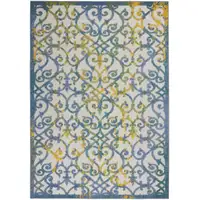 Photo of Ivory and Blue Indoor Outdoor Area Rug