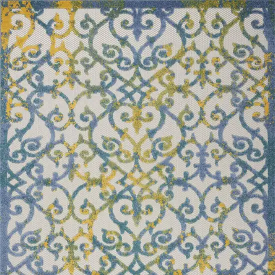 Ivory And Blue Indoor Outdoor Area Rug Photo 3