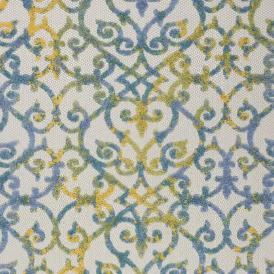 Ivory And Blue Indoor Outdoor Area Rug Photo 3
