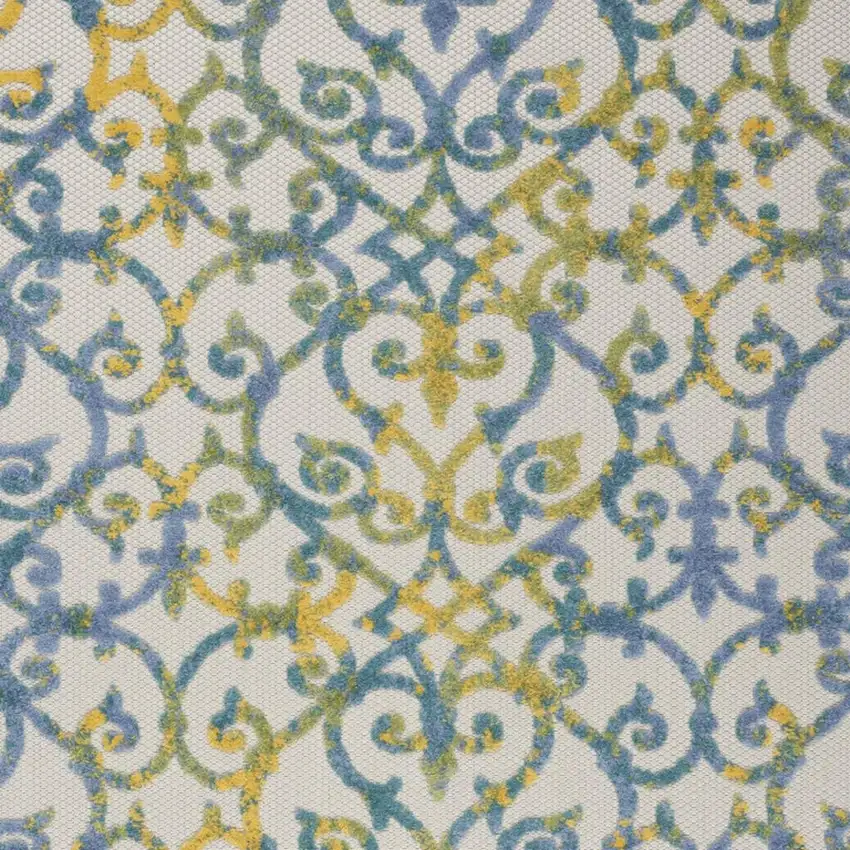 Ivory And Blue Indoor Outdoor Area Rug Photo 3