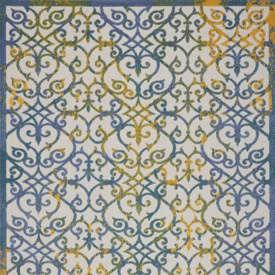 Ivory And Blue Indoor Outdoor Area Rug Photo 3