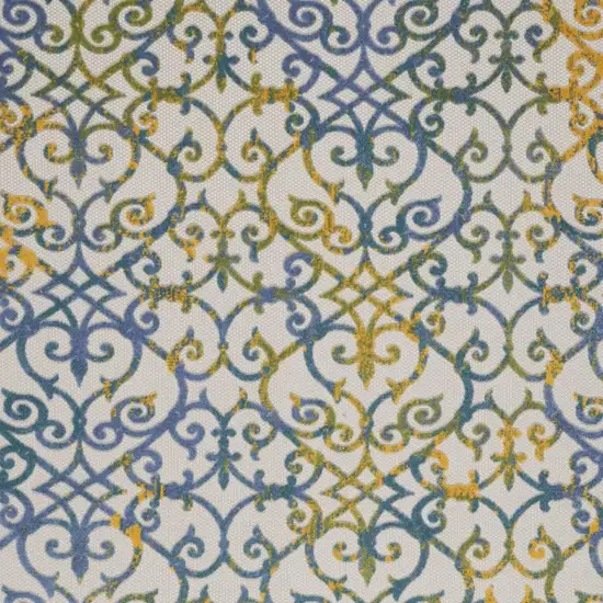 Ivory And Blue Indoor Outdoor Area Rug Photo 3