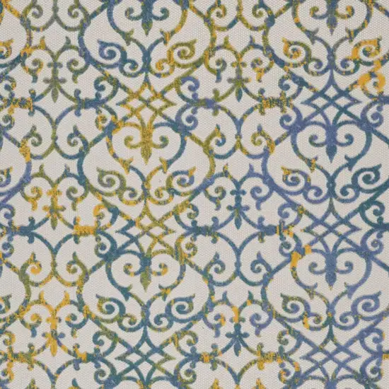 Ivory And Blue Indoor Outdoor Area Rug Photo 6