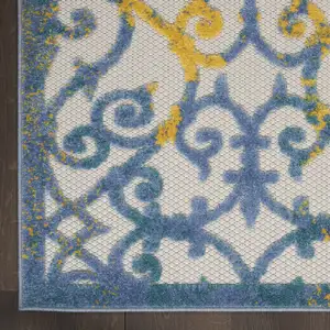 Photo of Ivory and Blue Indoor Outdoor Area Rug