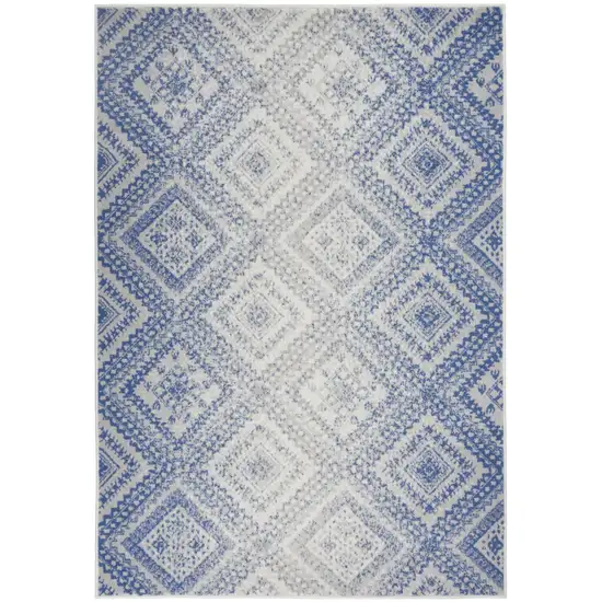 Ivory And Blue Geometric Area Rug Photo 9