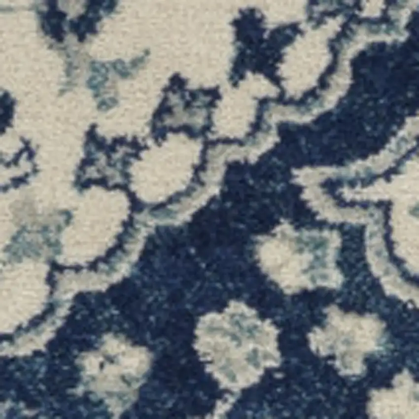 Ivory And Blue Medallion Area Rug Photo 4