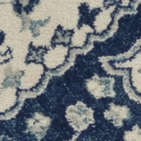 Ivory And Blue Medallion Area Rug Photo 4
