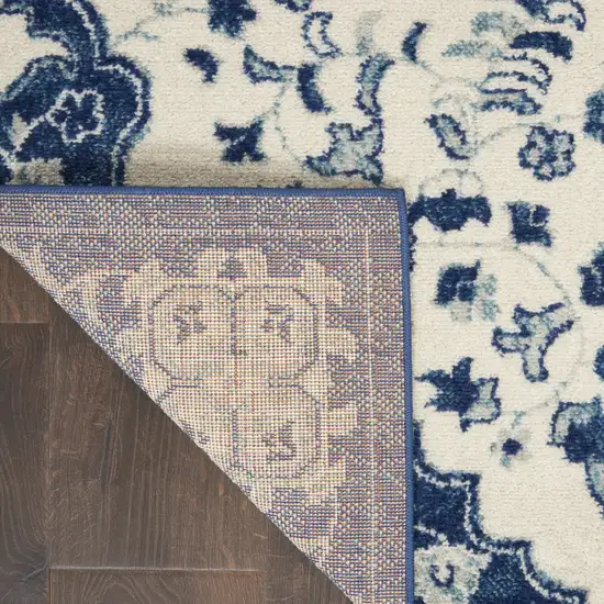 Ivory And Blue Medallion Area Rug Photo 3