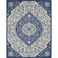 Photo of Ivory and Blue Medallion Area Rug