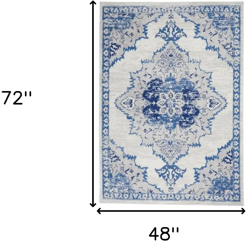 Navy Blue Floral Dhurrie Area Rug Photo 4