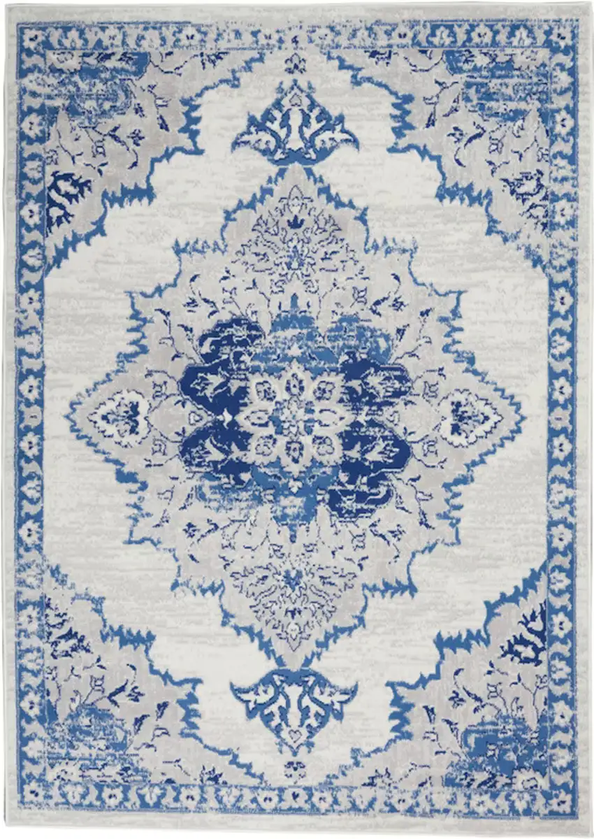 Navy Blue Floral Dhurrie Area Rug Photo 2