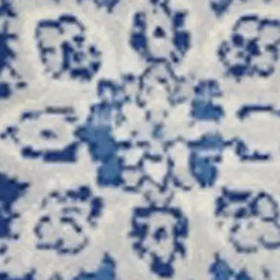 Ivory And Blue Medallion Area Rug Photo 3