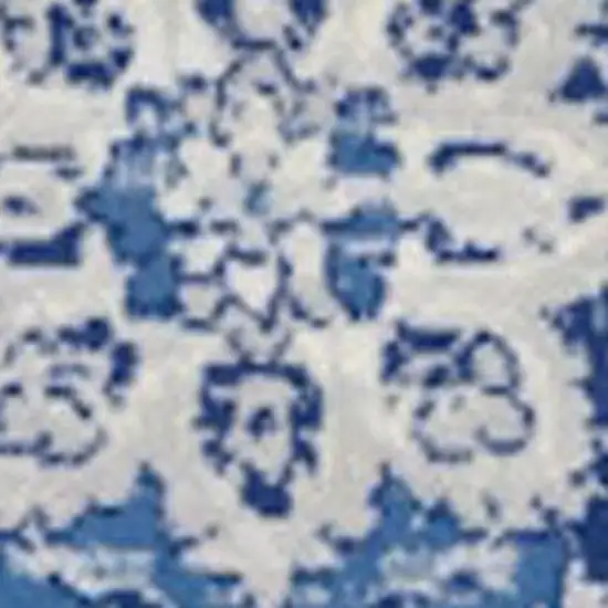 Ivory And Blue Medallion Area Rug Photo 6