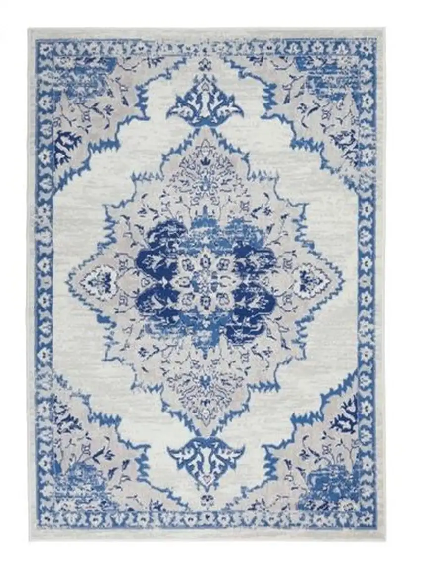 Navy Blue Floral Dhurrie Area Rug Photo 5