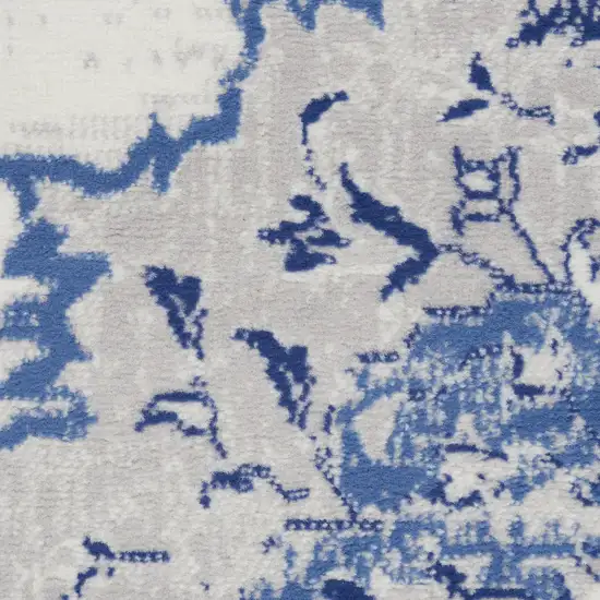 Ivory and Blue Medallion Area Rug Photo 4