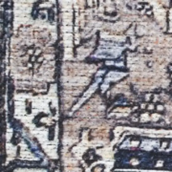 Ivory and Blue Oriental Power Loom Distressed Washable Non Skid Area Rug Photo 1