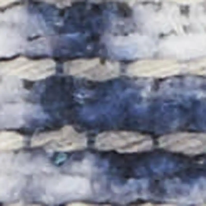 Ivory and Blue Oriental Power Loom Washable Area Rug Photo 3