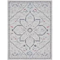 Photo of Ivory and Blue Oriental Power Loom Washable Area Rug