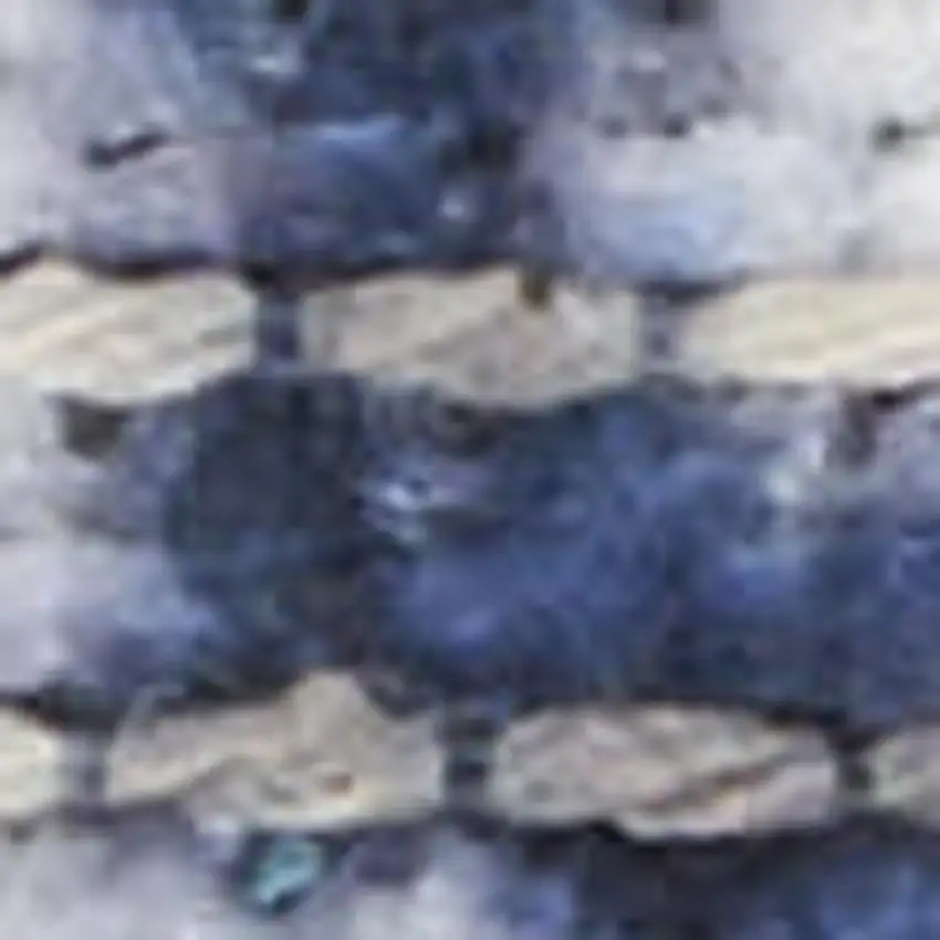 Ivory and Blue Oriental Power Loom Washable Area Rug Photo 3