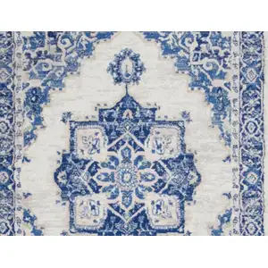 Photo of Ivory and Blue Persian Medallion Area Rug