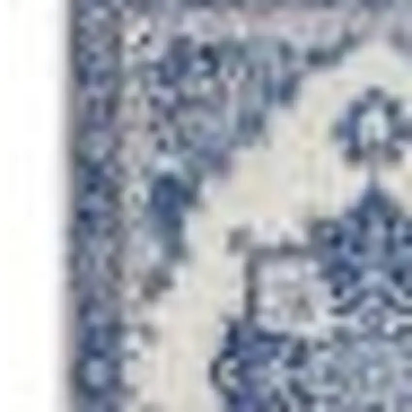 Ivory and Blue Persian Medallion Area Rug Photo 4