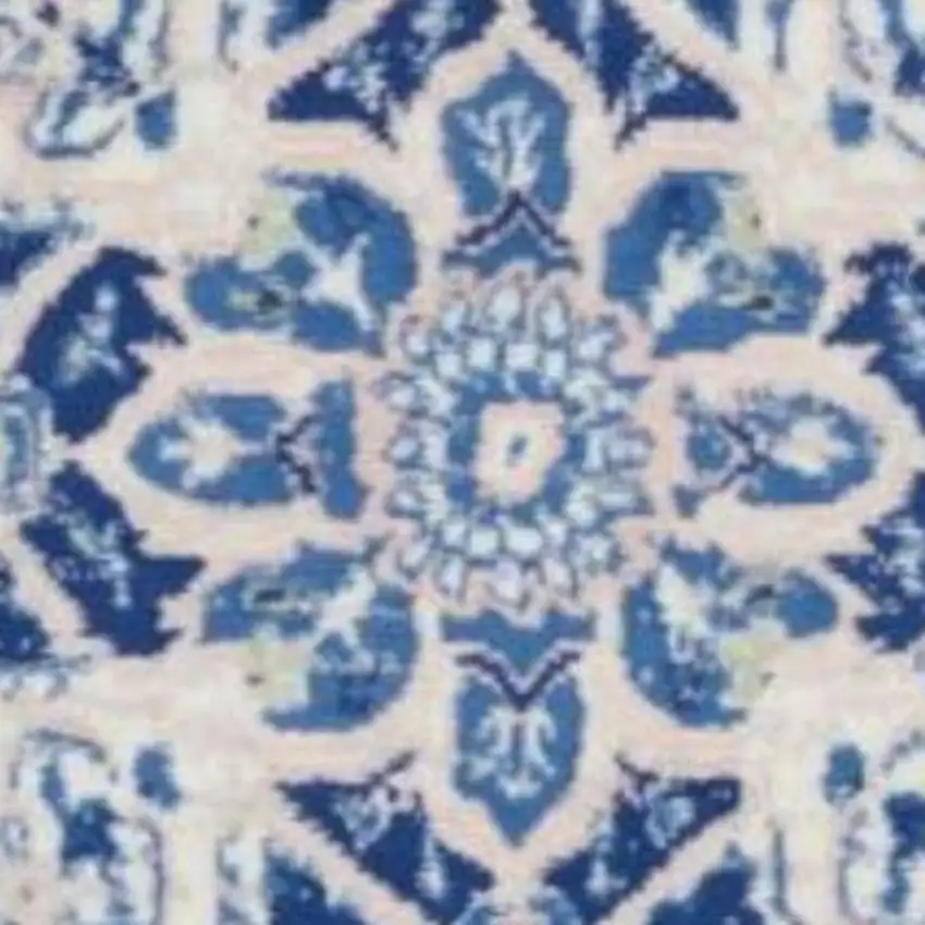 Ivory And Blue Medallion Area Rug Photo 3