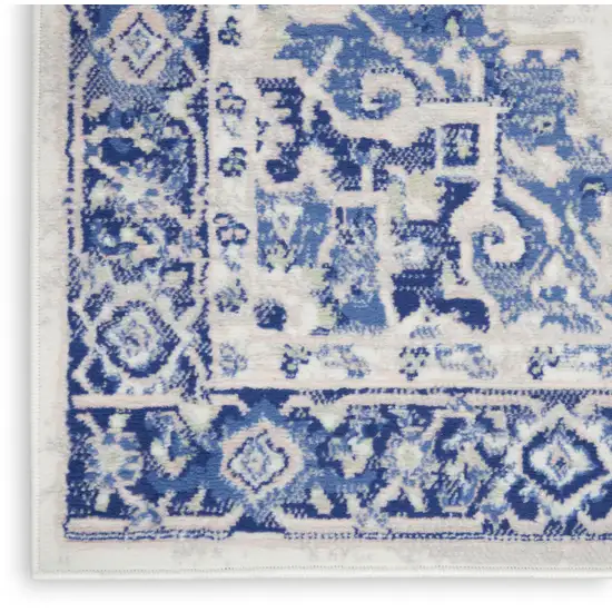 Ivory And Blue Medallion Area Rug Photo 8