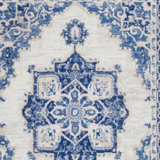 Ivory And Blue Medallion Area Rug Photo 1