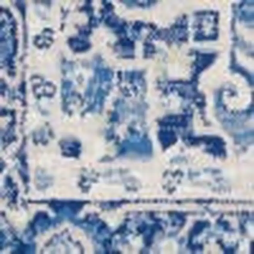 Ivory and Blue Persian Medallion Area Rug Photo 2