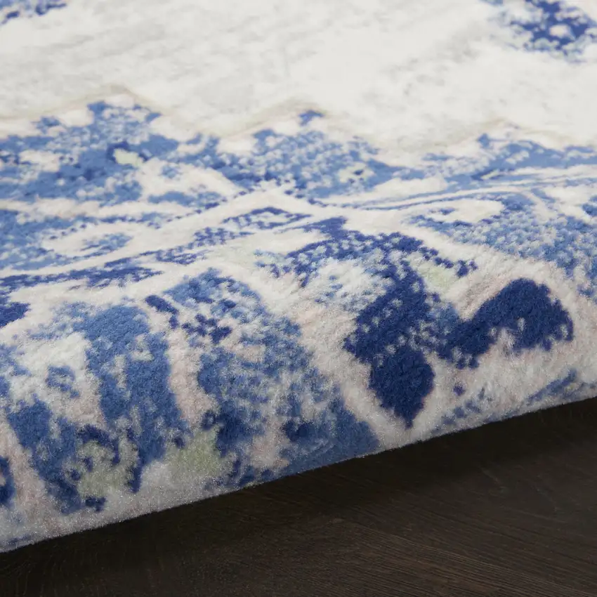 Ivory And Blue Floral Area Rug Photo 5