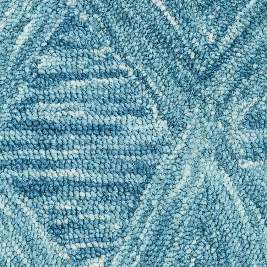 Ivory and Blue Wool Geometric Area Rug Photo 3