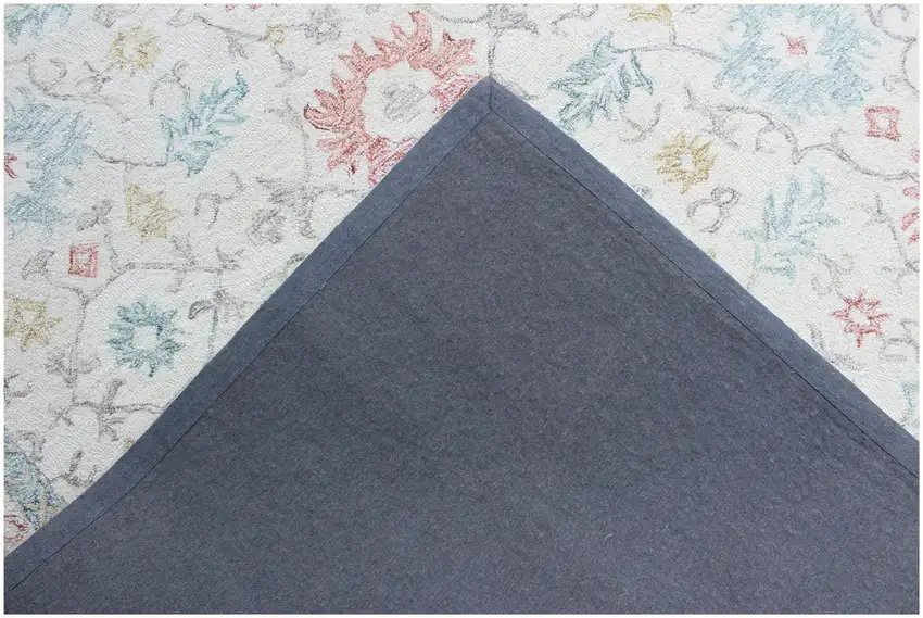 Ivory and Blue Wool Oriental Hand Tufted Non Skid Area Rug Photo 8