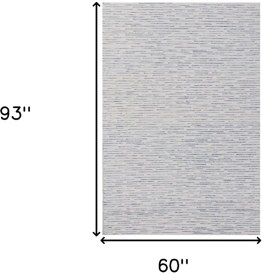 Ivory and Blue Wool Striped Hand Tufted Area Rug Photo 3