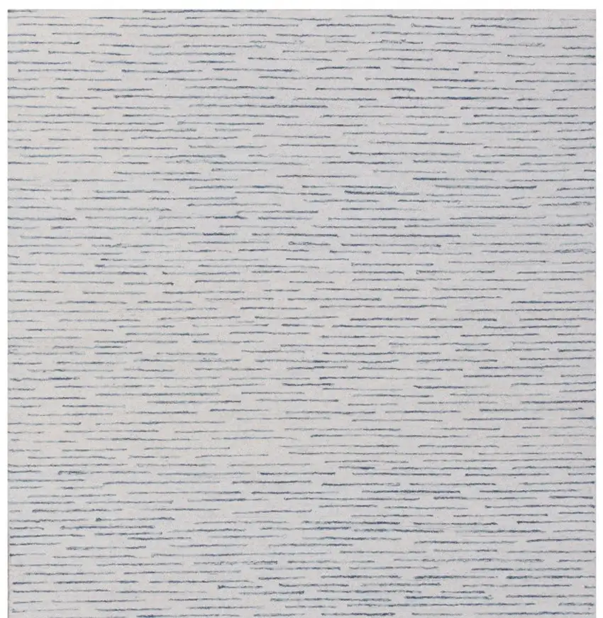 Ivory and Blue Wool Striped Hand Tufted Area Rug Photo 6