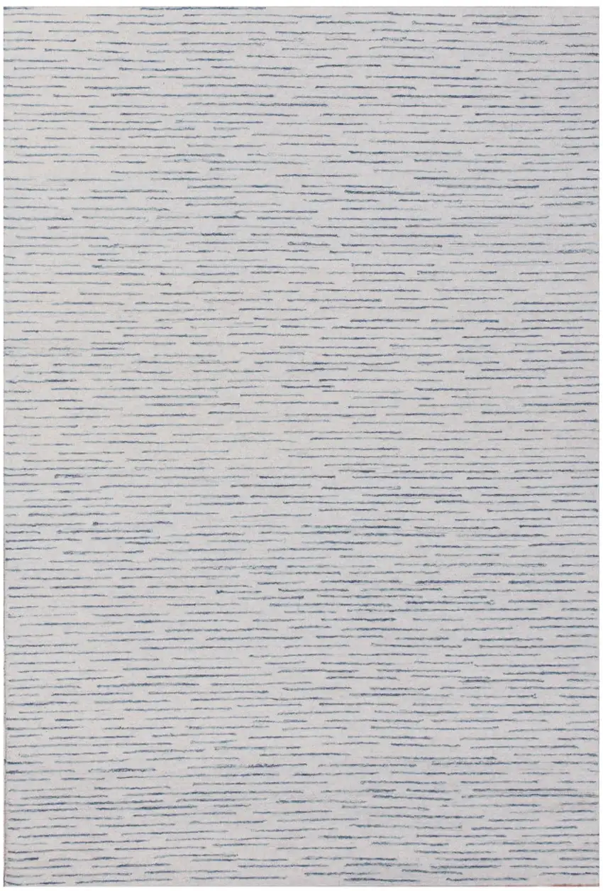Ivory and Blue Wool Striped Hand Tufted Area Rug Photo 2