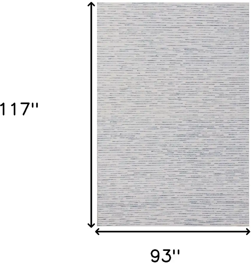 Ivory and Blue Wool Striped Hand Tufted Area Rug Photo 3