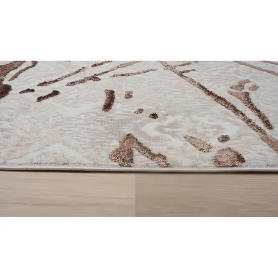 Ivory and Brown Abstract Area Rug Photo 4