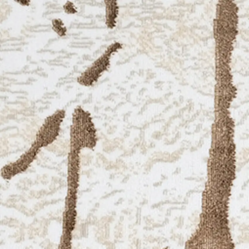 Ivory and Brown Abstract Area Rug Photo 6