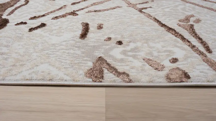 Ivory and Brown Abstract Area Rug Photo 4