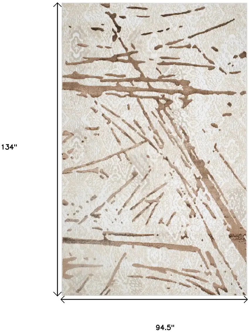 Ivory and Brown Abstract Area Rug Photo 3