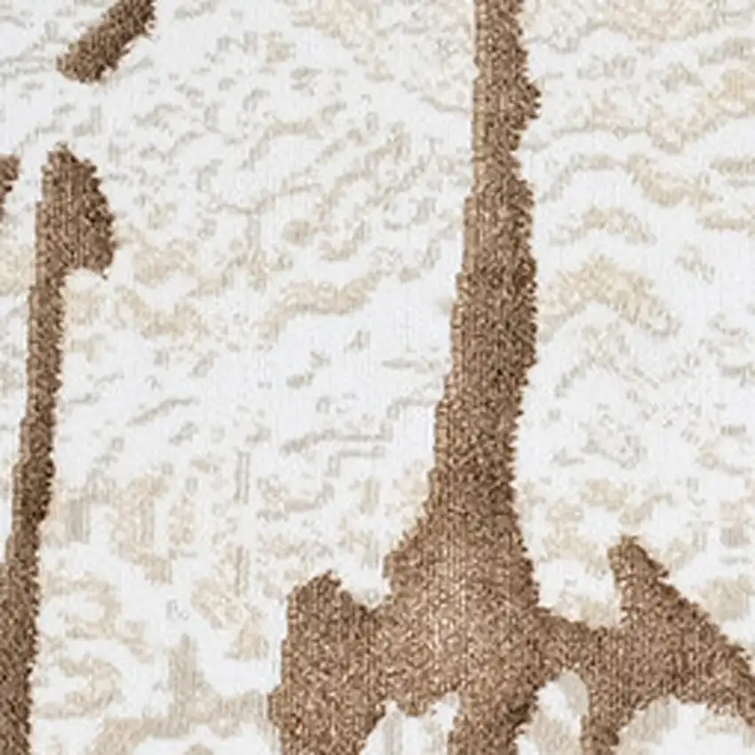 Ivory and Brown Abstract Area Rug Photo 8