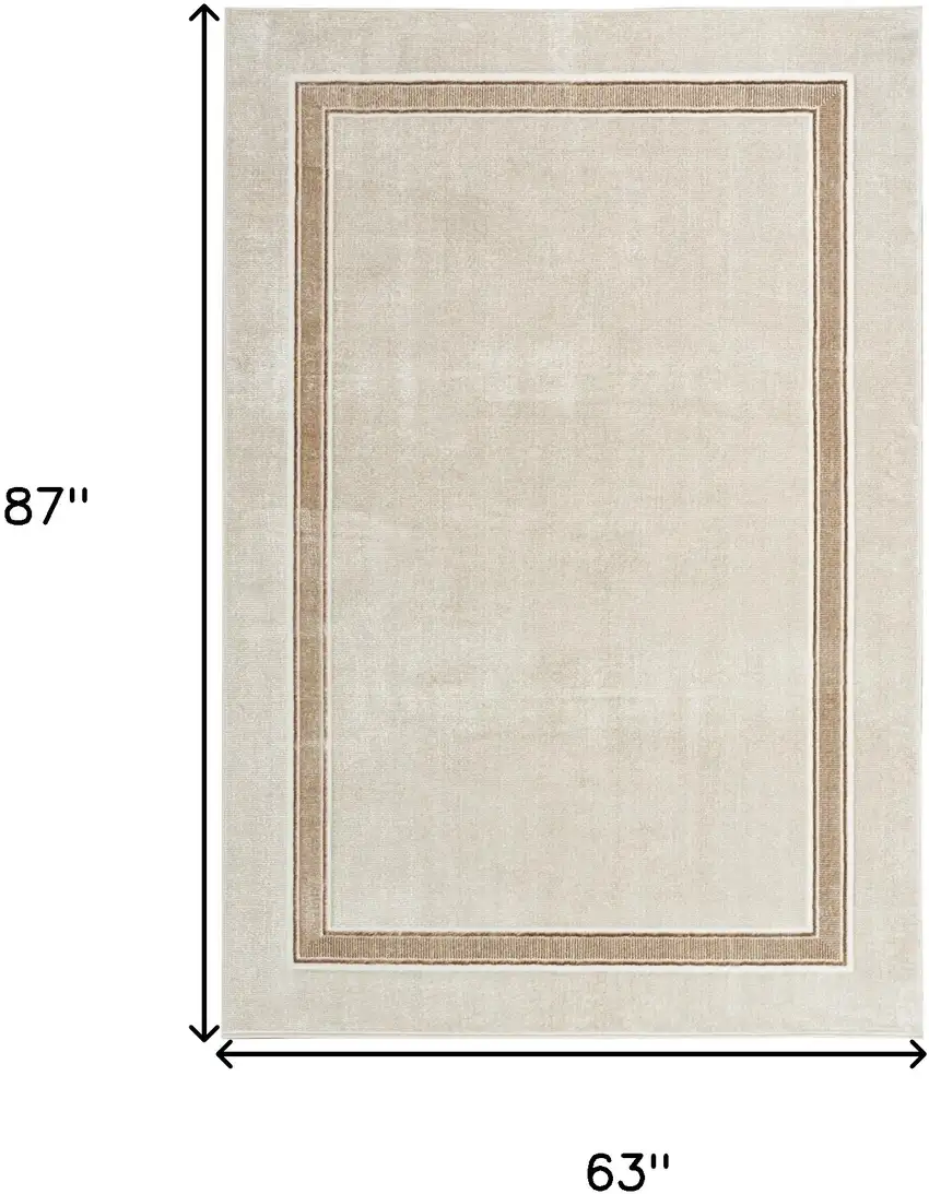 Ivory and Brown Geometric Non Skid Area Rug Photo 3