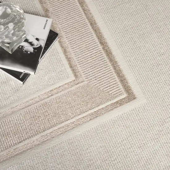 Ivory and Brown Geometric Non Skid Area Rug Photo 9