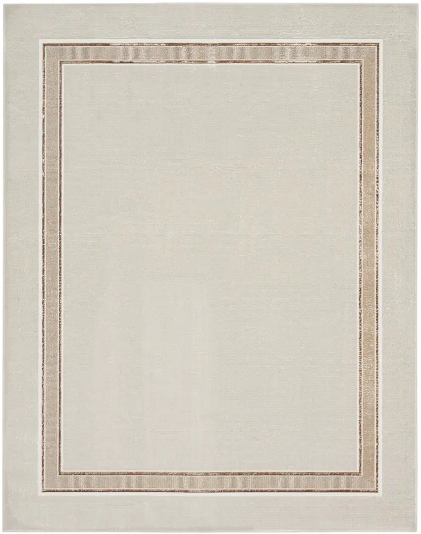 Ivory and Brown Geometric Non Skid Area Rug Photo 2