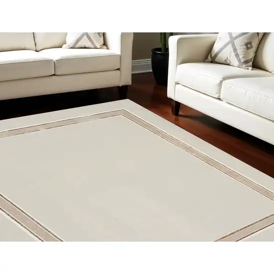 Ivory and Brown Geometric Non Skid Area Rug Photo 2