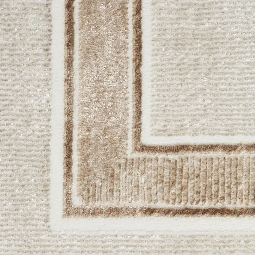 Ivory and Brown Geometric Non Skid Area Rug Photo 6