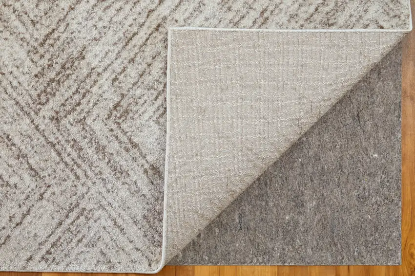Ivory and Brown Geometric Power Loom Area Rug Photo 8