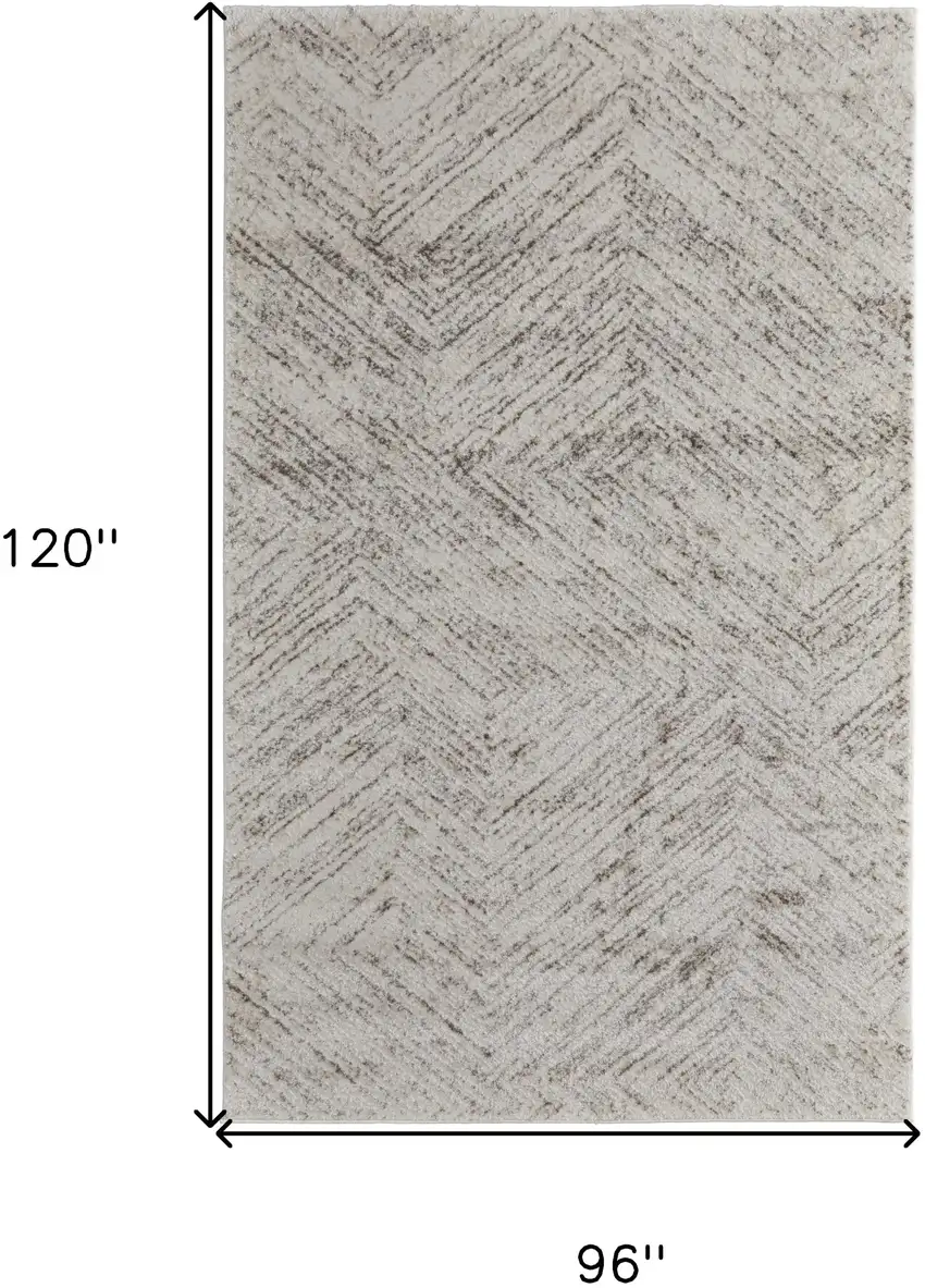 Ivory and Brown Geometric Power Loom Area Rug Photo 3